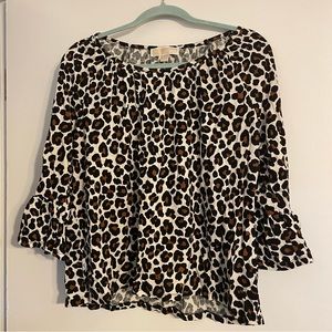 Michael Kors leopard print top sz Large EUC
